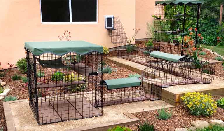 Habitat Haven Custom Design Outdoor Catio Enclosure, Tunnels, and Stairs
