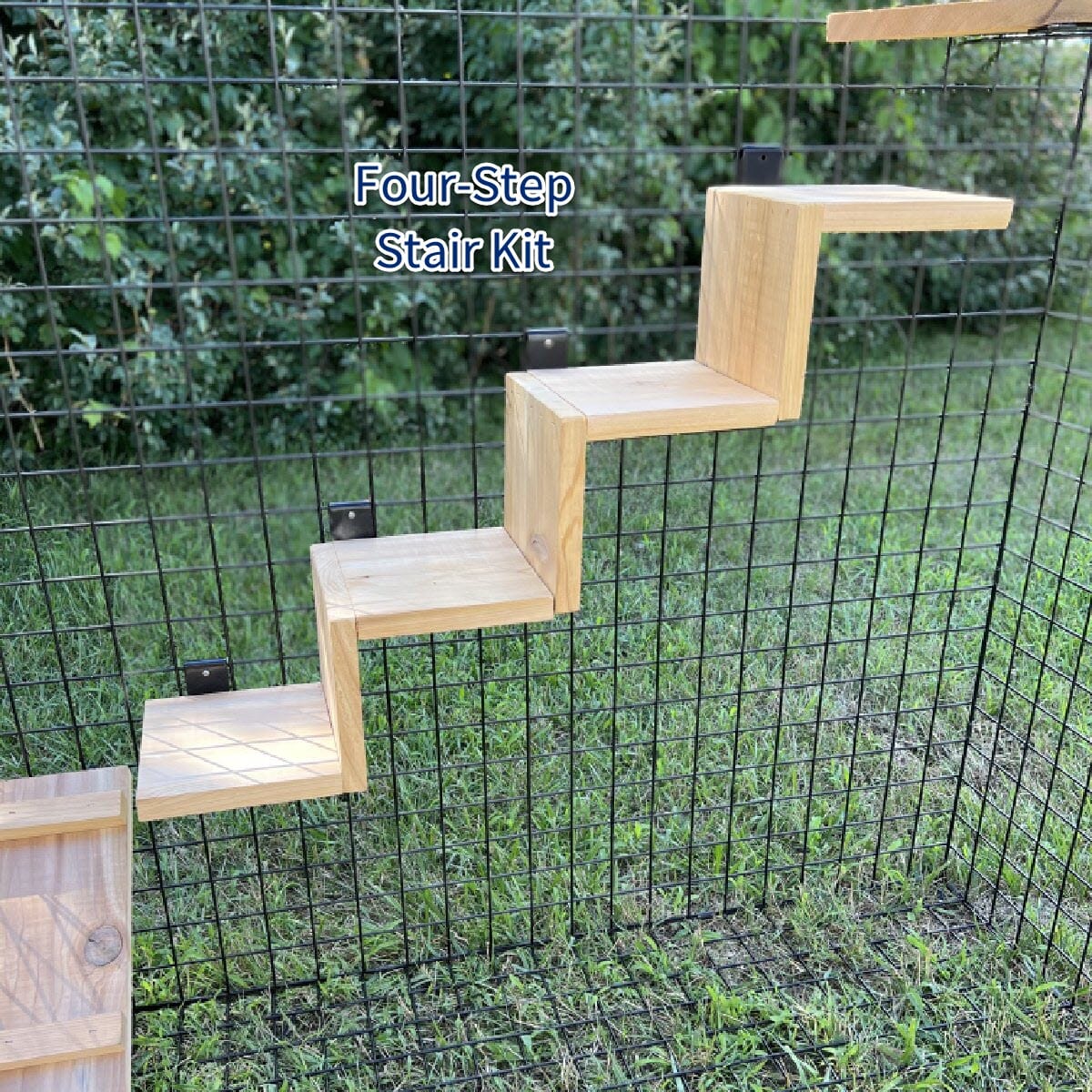 Staircase: Cedar Three Step Kit For Catios - Habitat Haven